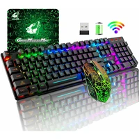 Gaming Mechanical Keyboard Feel Rainbow LED Backlight USB Keyboard and Mouse Set Ergonomic for Laptop Computer Gamer