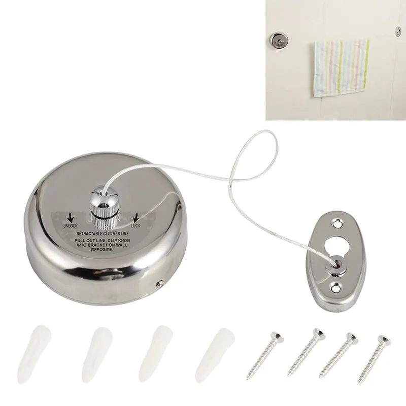 

304 Stainless Steel Clothesline Folding Clothes Horse Extendable Drying Rack Clothes Rope Wall mount