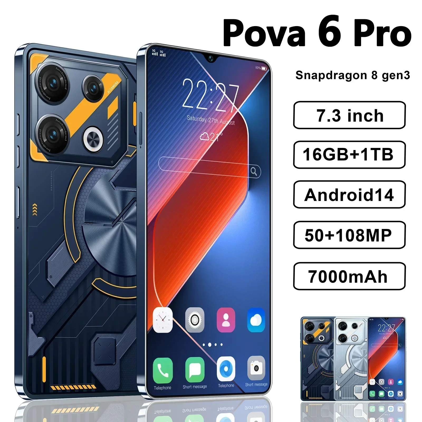 Оригинальный флагманский смартфон Pova 6 Pro Global Edition AI 5G + Размер 9200 7 3-дюймовый LPDDR5X 22G