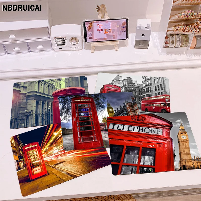 

London England Telephone Mousepad Rubber Small Cartoon Anime Gaming Mouse Pad Keyboard Mouse Mats Smooth Company For PC Carpet