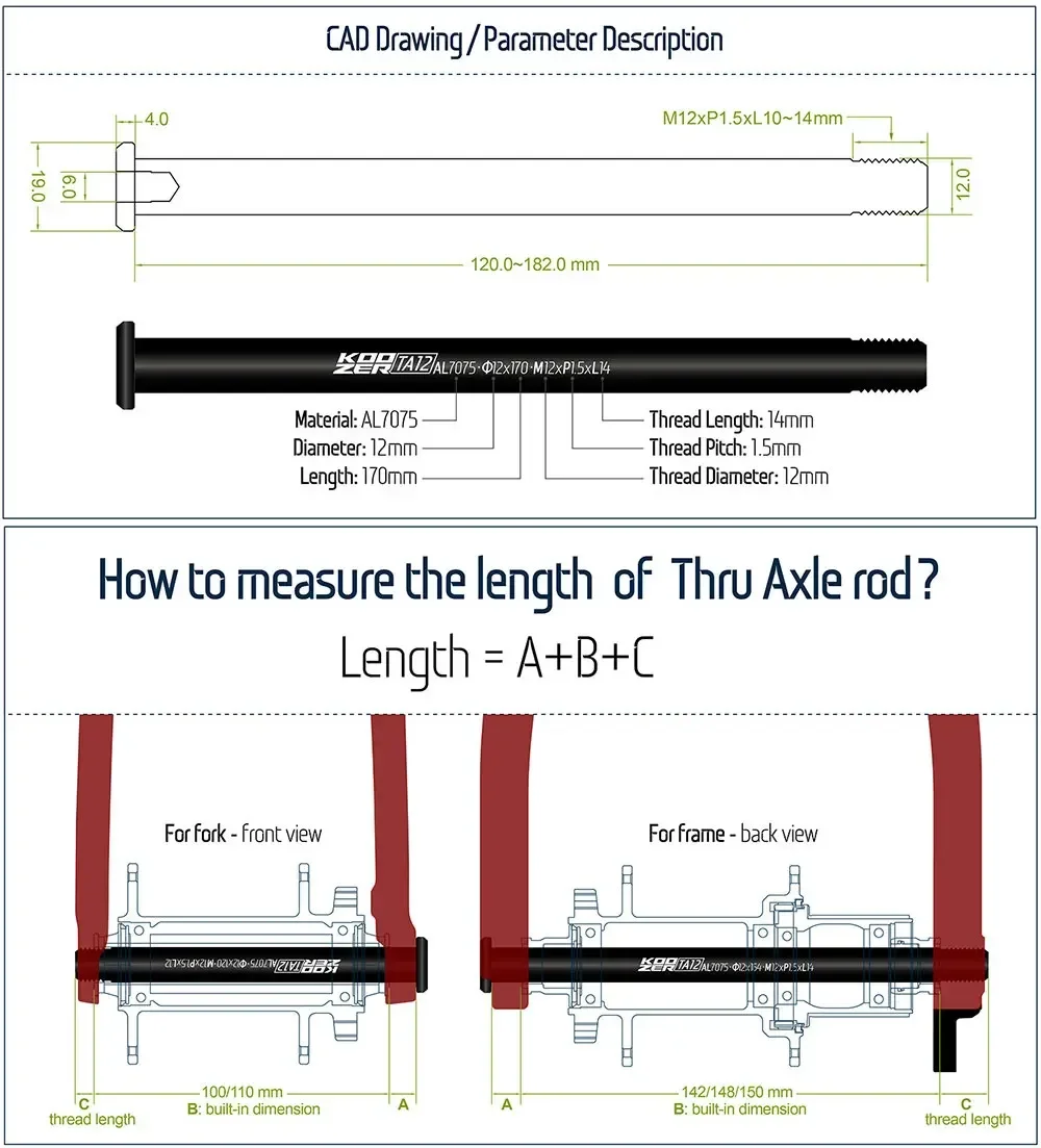 Быстроразъемная Ось Колеса KOOZER Для Велосипеда Совместимая С 15x110 15x100 12x148 12x142