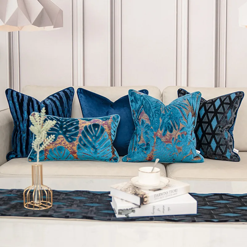 

Embroidery Velvet Cushion Cover Luxury European Pillow Cover Gold PillowCase Geometry Home Decorative Sofa Throw Pillow