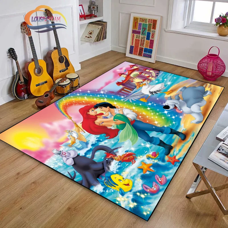 

Cartoon Printed Mermaid Floor Mats Carpet Mermaid and Prince Fashion Bedroom Mat Living Room Office Children Room Home Decor