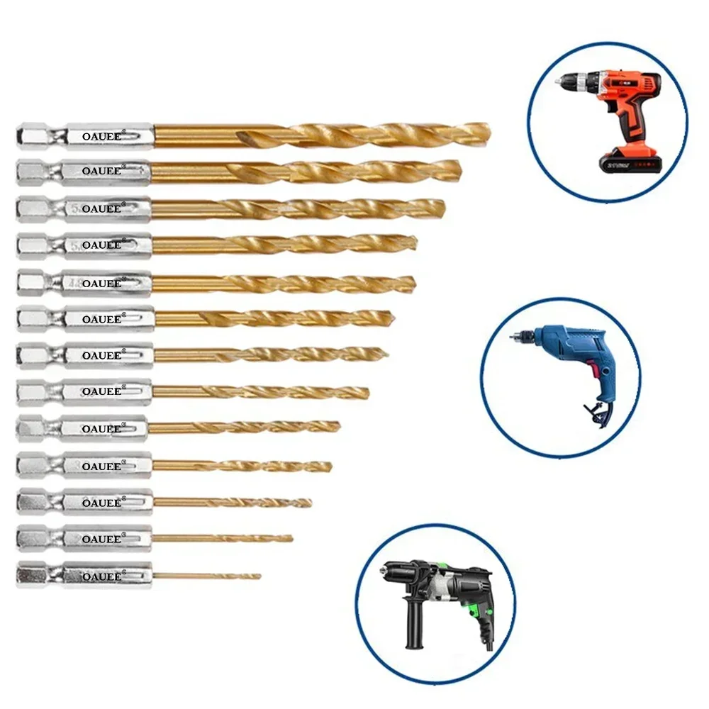 1/4 шестигранный хвостовик HSS высокоскоростная сталь набор сверл с титановым