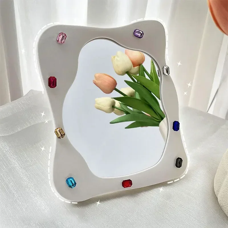 

Irregular Desktop Makeup Mirror Creative Kawaii Vintage Decorative Makeup Mirrors Female Student Dormitory Supplies Home Decor