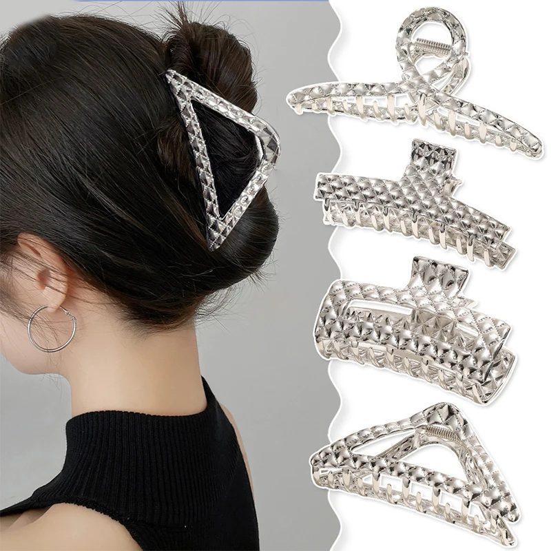 

Fashion Metal Geometric Hair Claw Clip Triangle Rectangle Cross Alloy Hair Clips Shark Clips Hairpins for Women Hair accessories