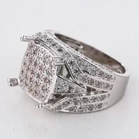 vintage crystal stone ring set luxury big silver color wedding rings for women vintage bridal square engagement ring