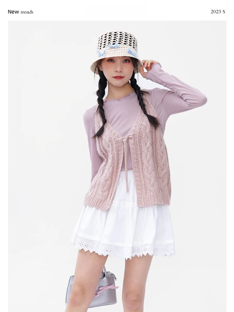 Витрина Hanada Htmeme ранняя Весенняя Фея ~ японская мода вязаный Перекрывающийся