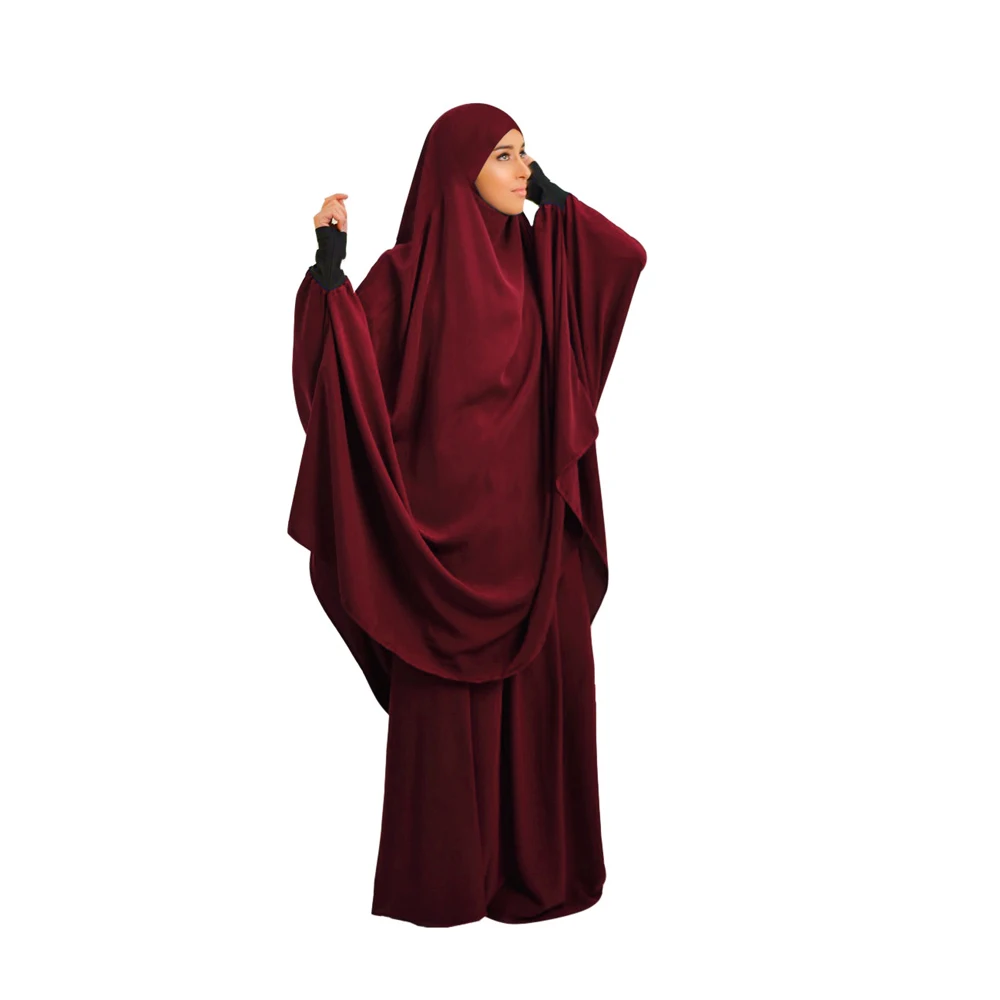 ИД Рамадан химар Abayas Женская молитвенная одежда мусульманское платье комплект