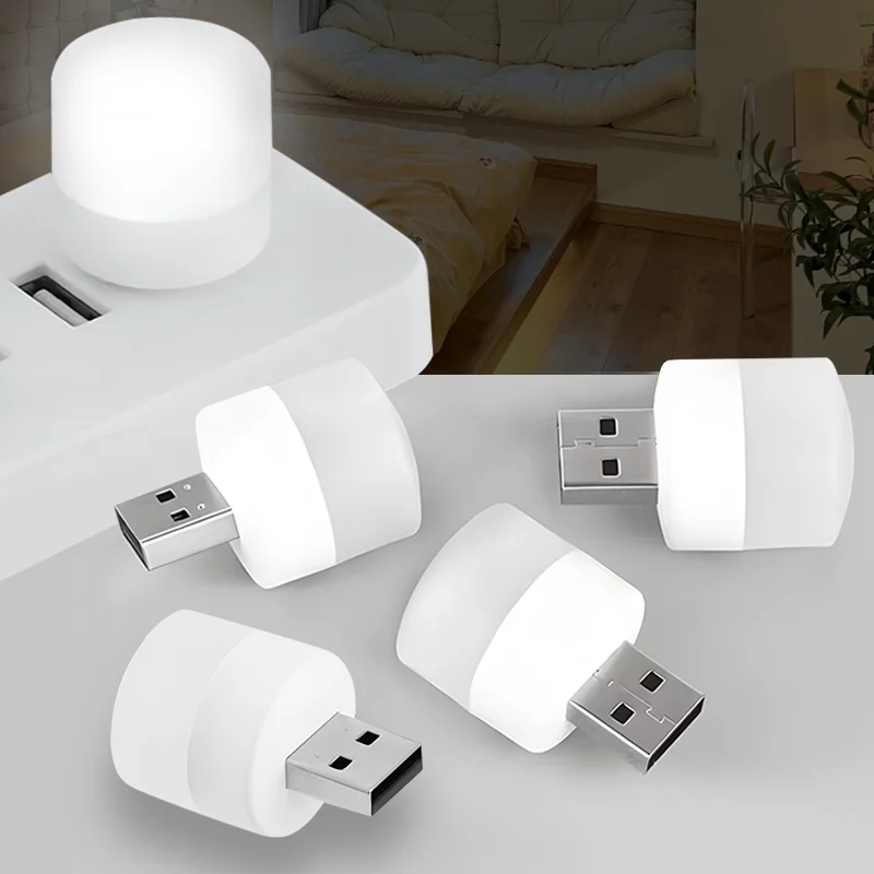 

Mini USB Night Light Bedside Reading Book Lights Warm White Computer Mobile Power Charging Plug Lamps LED Eye Protection Lamp