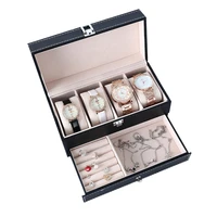 double layer watch storage boxes up leather necklace ring earrings bracelet jewelry organizers cases large space display stands