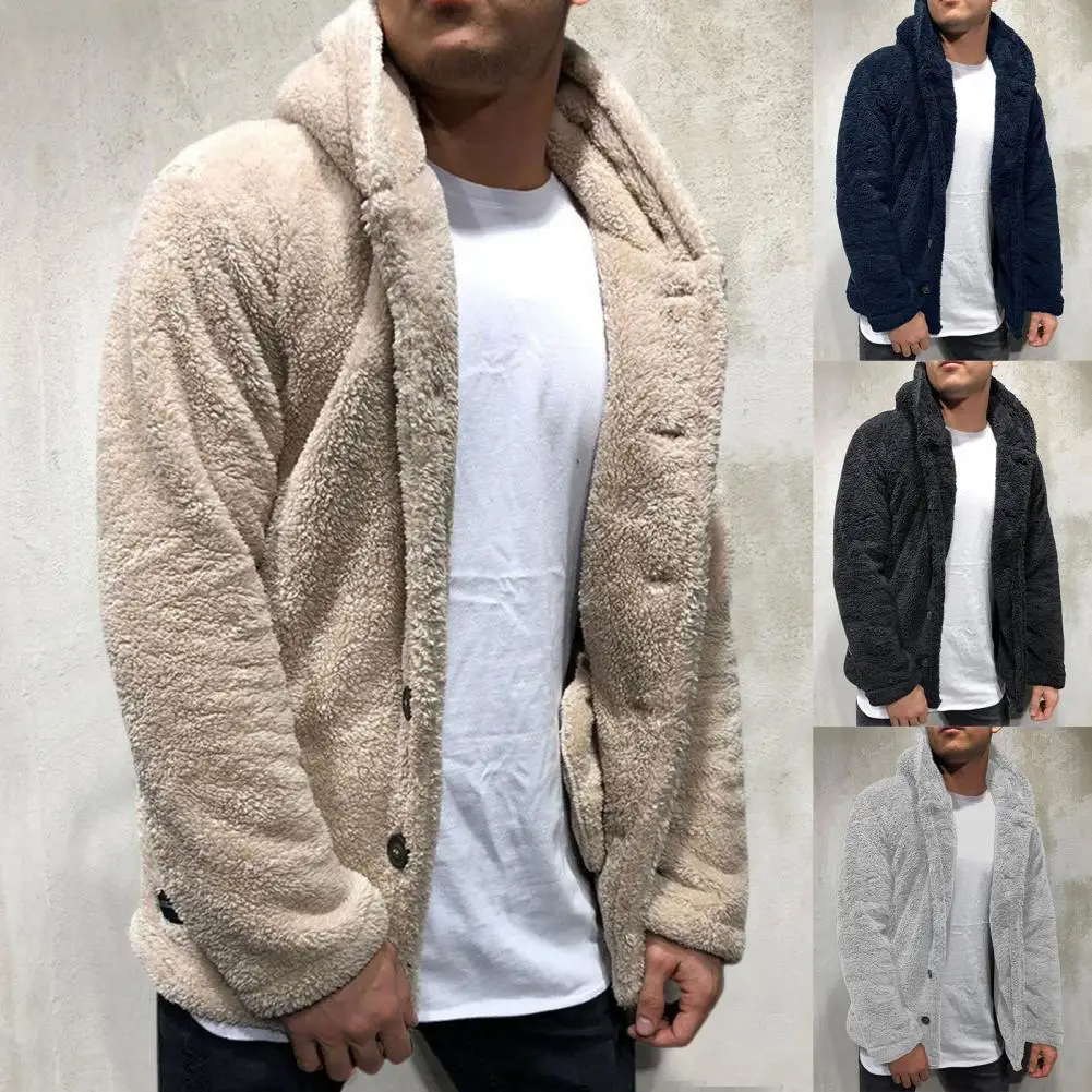 

Popular Winter Coat Cozy Side Pockets Warm Winter Coat Buttons Closure Autumn Winter Men Coat for Outdoor