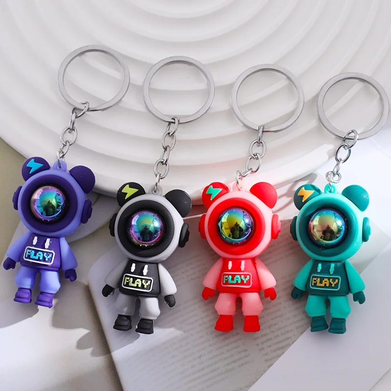 

Astronaut Keychains Student Bag Pendant Car Cartoon Jewelry Doll Colorful Keyring Lightning Bear Accessories Gift Friends