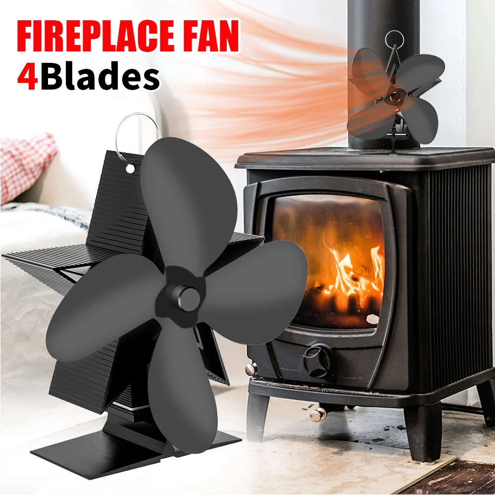 

Fireplace Fan 4-leaf Hot Air Stove Environmentally Friendly Quiet Fan Efficient Heat Distribution In Households