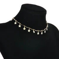 creative golden five pointed star necklace for women vintage clavicle chain fashion jewelry