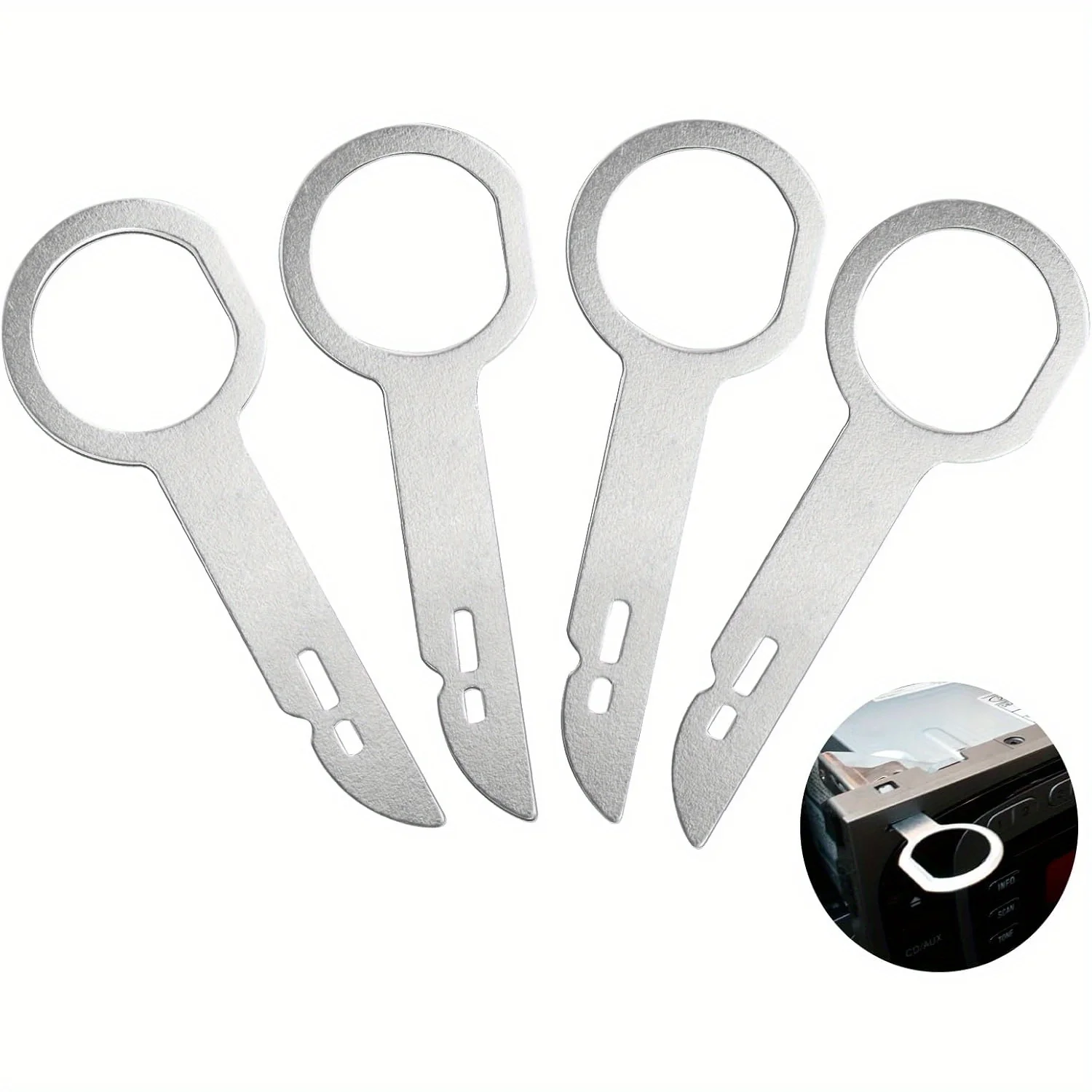 

4 шт., экстрактор для снятия радио стерео, штифт для снятия головного блока, инструмент для установки аудиосистемы для VW Audi Ford Mercedes Benz Skoda, автозапчасти