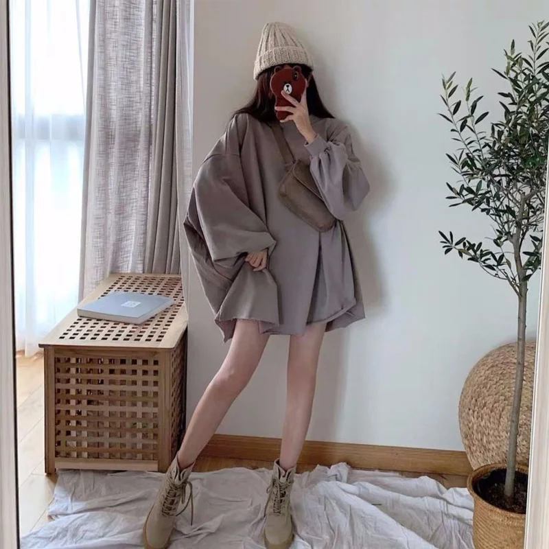 

Spring New Simplicity Loose Oversized Hoodies Long Sleeve Round Neck All-match Plus Size Pullovers Fashion Casual Women Clothing