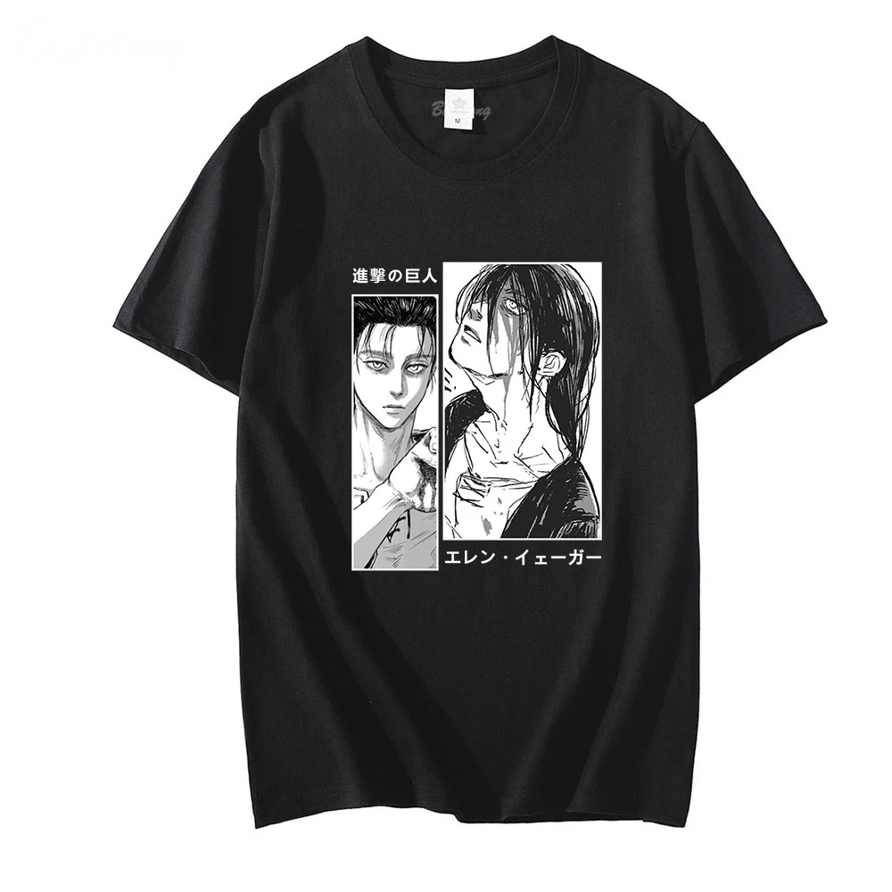 

Yeager Eren Attack on Titan T Shirts Men Shingeki No Kyojin Tees Cotton High Quality Anime Hip Hop Streetwear Manga Printed Tops