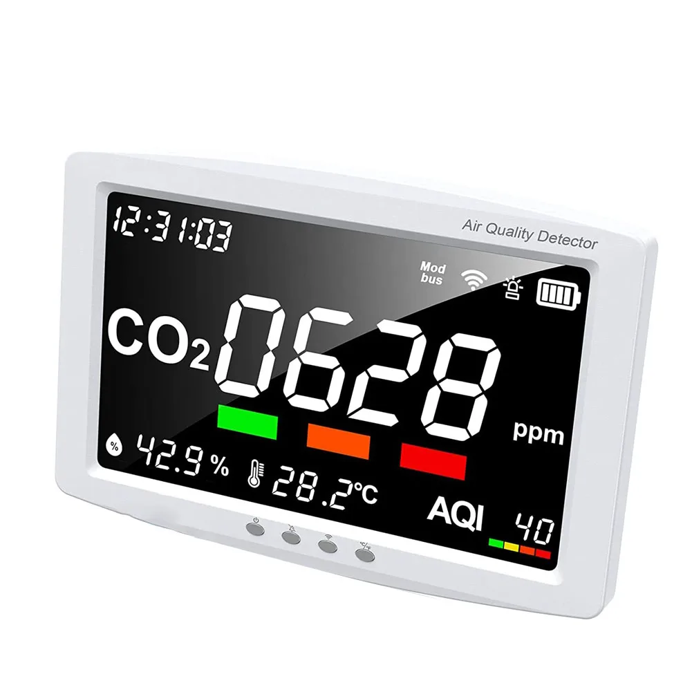 

WiFi Monitor,11.8 Inch Screen 3-In-1 Indoor CO2 Monitor,Smart Detects CO2,Temperature,Humidity with Alarm Sound and Time