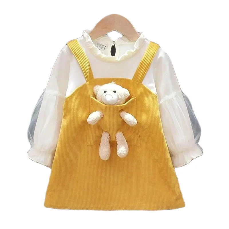 

Новинка 2022 года, весенне-осеннее платье для девочек однотонное платье принцессы с рисунком для девочек Детская Dress1-7Y для отдыха с длинными р...