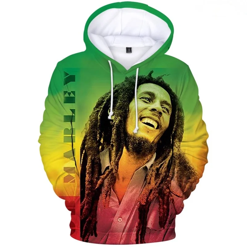 

Men's Hoodie Sweatshirt Hip Hop Bob Marley 2023 Street Wear Men's 3D Printing Sweatshirt Hooded Pullover Harajuku Pocket Fashion