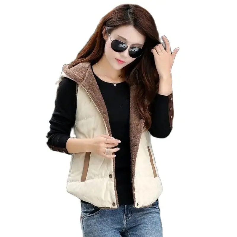 

Autumn Winter Women Jacket Parkas Vest Thin DownLight Velvet Korean Version Thickened Slim Sleeveless Vest Short Coat