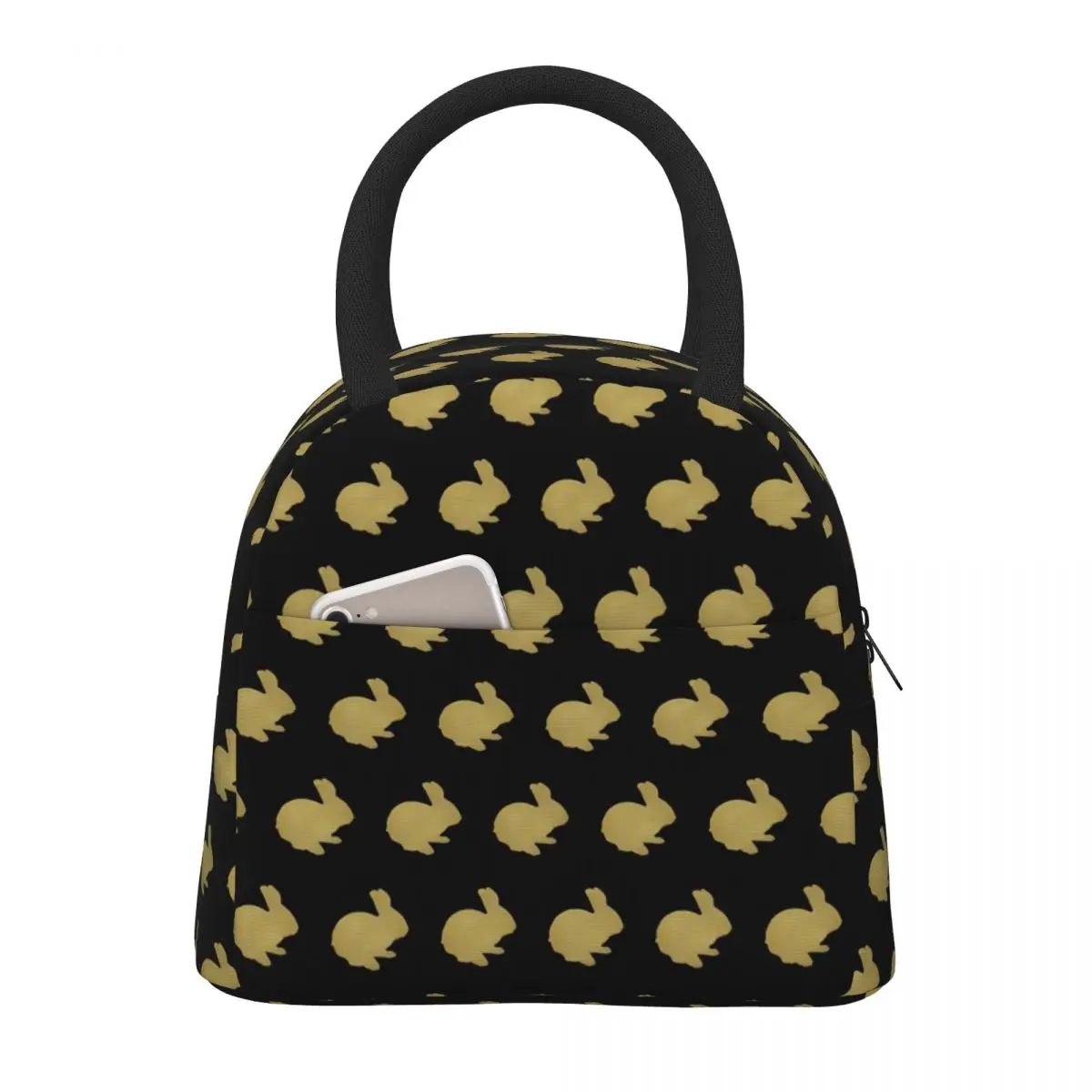 

Silhouette Rabbit Lunch Bag Cute Animal Convenient Lunch Box Travel Print Cooler Bag Fun Oxford Tote Food Bags