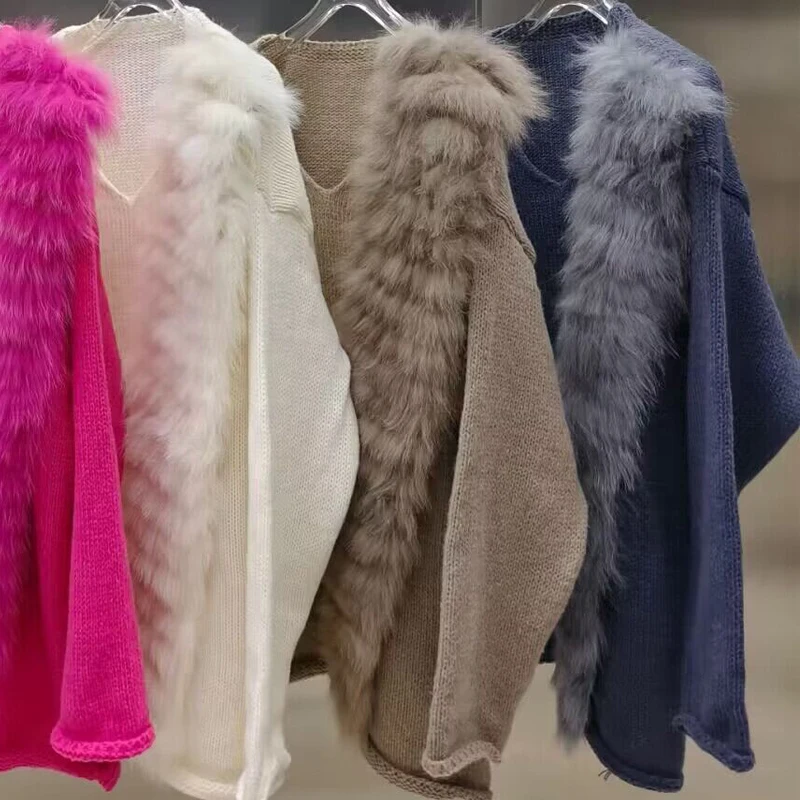 Натуральный мех модная классическая женская объемная лиса с длинным рукавом 7211