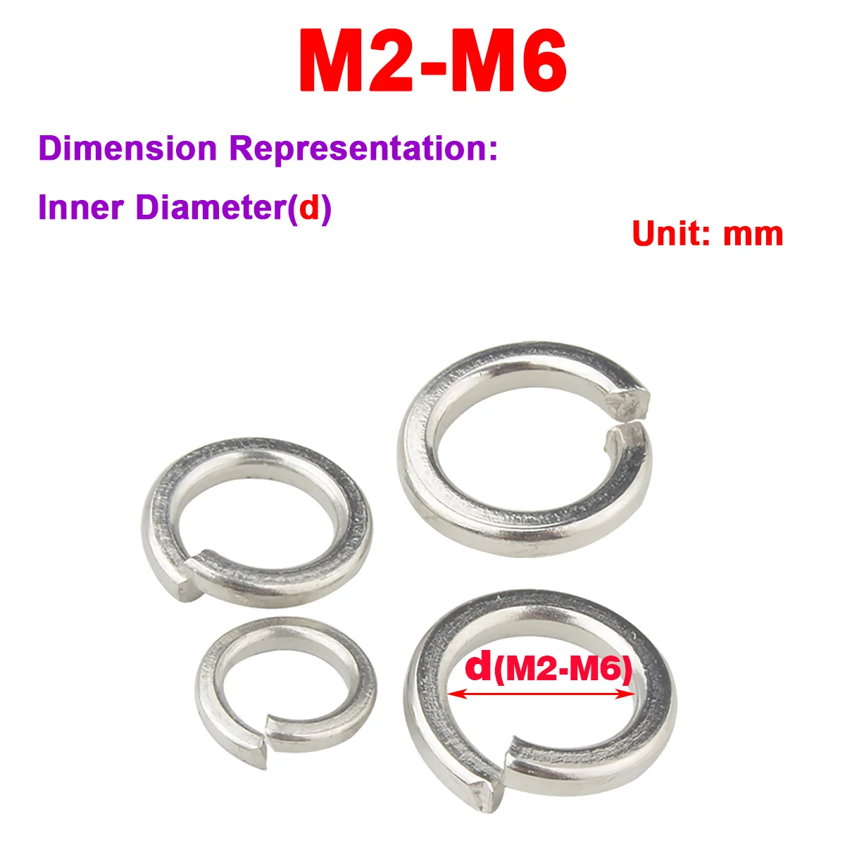 Никелированная открытая тонкая пружинная шайба из металла Meson M2M3M4M5M6