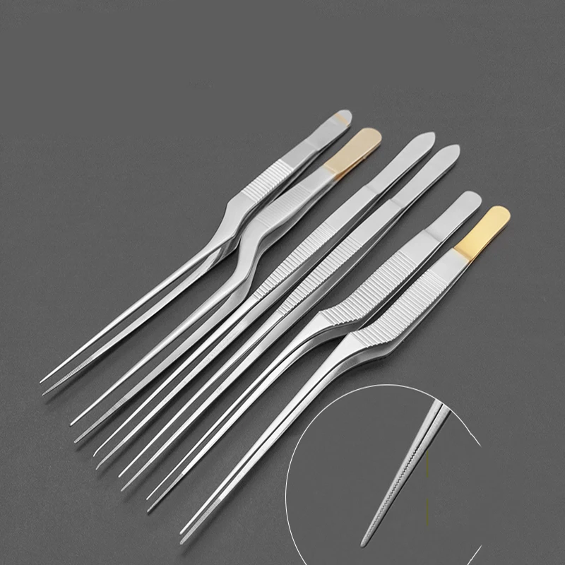 Stainless Steel Ear Picking Tweezers Professional Ear Picking Tools Cleaning Ear Wax Gun Shaped Curved Tweezers With Teeth