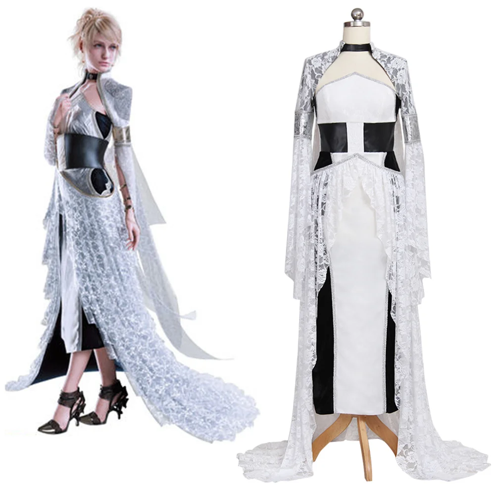 

Game Final Fantasy XV Lunafreya Nox Fleuret Dress Cosplay Costumes FF15 Woman Party Evening Dresses With Cloak