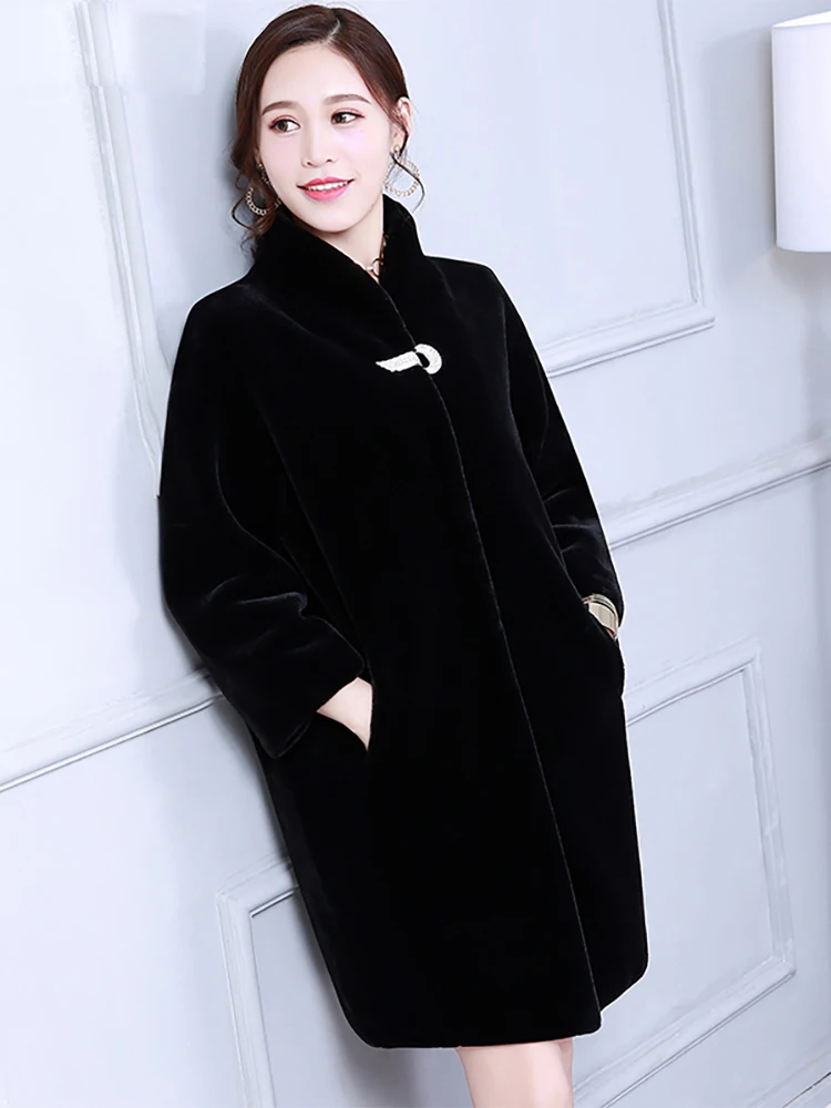 Nerazzurri Winter Fluffy Faux Fur Coat Women Colored Blue Black Gray Warm Furry Fake Rex Rabbit  Jacket Cocoon Korean Fashion