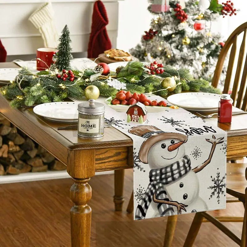 30x180 см Рождественский снеговик скатерть олень Рождественская елка с принтом