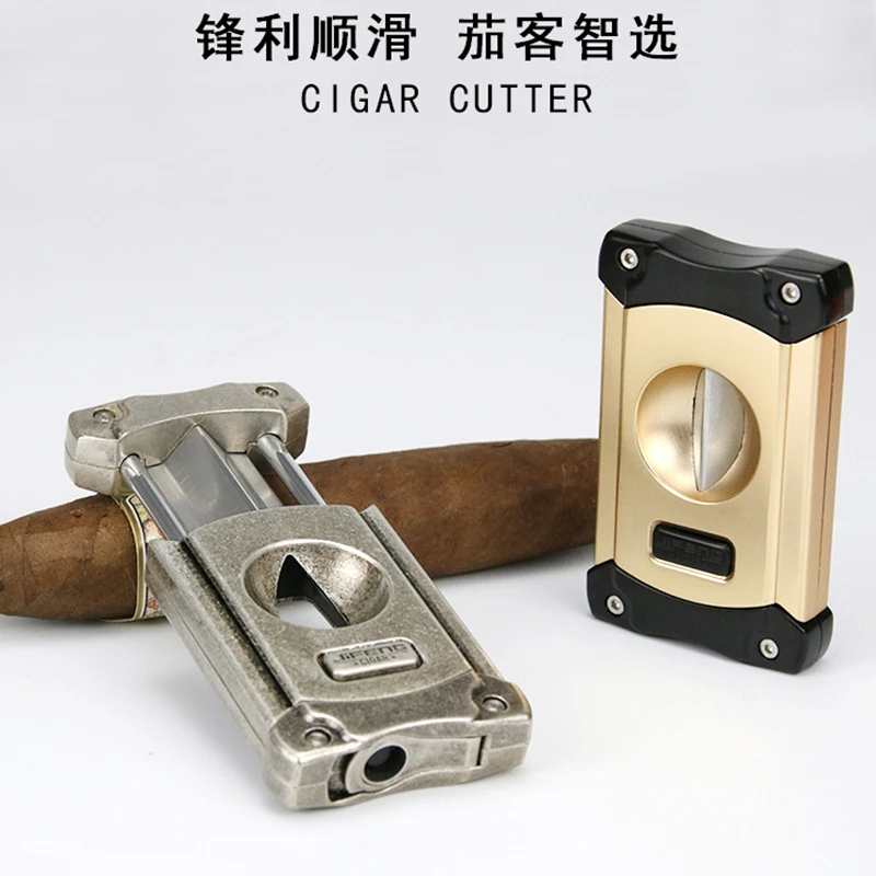 Stainless Steel Cigar Scissors V-shaped Cigar Cutter Portable Cigarette Punch Tool Quality Colorful Cigar Accessory
