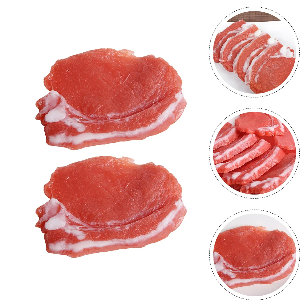 

2pcs Artificial Pork Ornament Realistic Food Decor Vivid Home Adornment