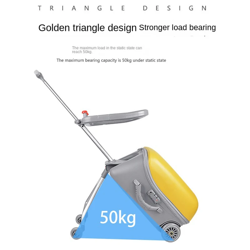 Children Cartoon ride on carry on suitcase new 2023 Lazy kids trolley case box scooter suitcase rolling luggage yellow duck