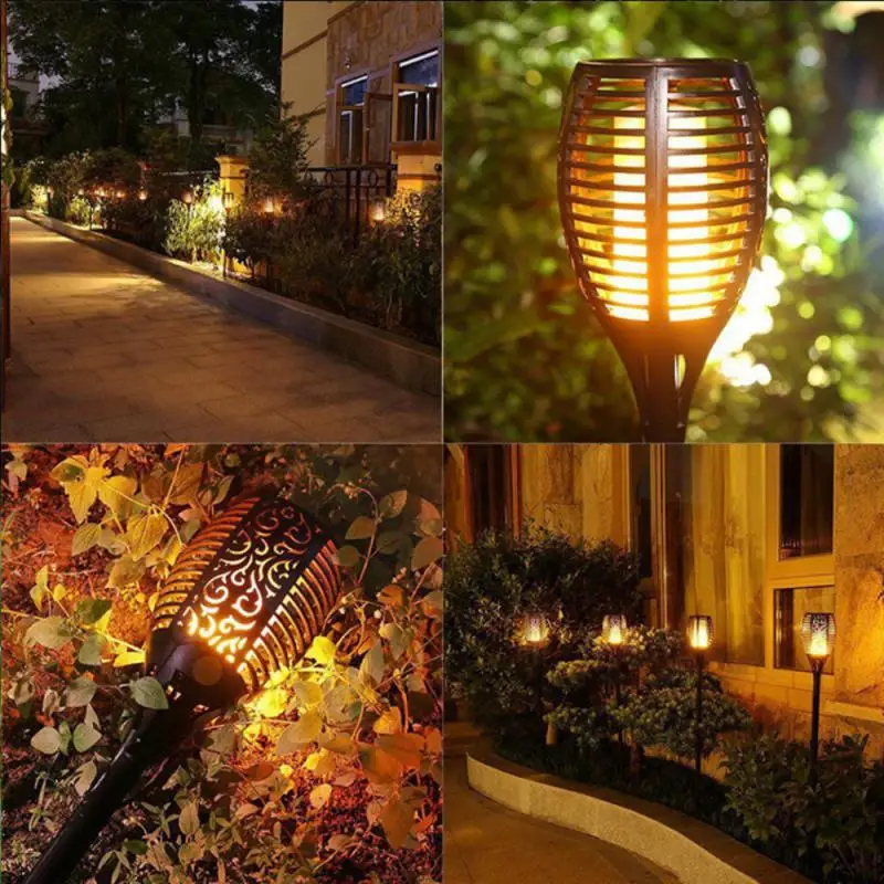 

96 Светодиодный, солнечная садовая лампа, мерцающее пламя, мерцающее танцевальное освещение, водонепроницаемое украшение на солнечной энергии, внешнее освещение