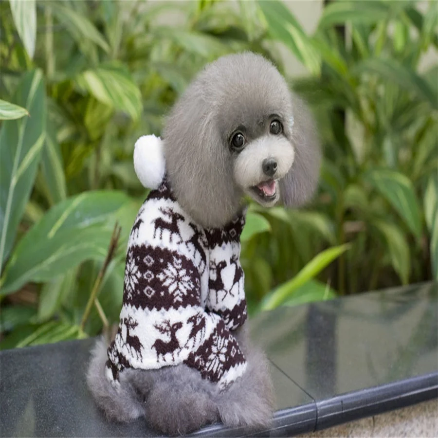

Cute Coffee Little Deer Pattern Pet Dogs Coat Fleece Dogs Winter Jumpsuit Coat