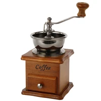 manual old fashioned wood ceramic stainless steel hand crank professional high grade coffee grinder
