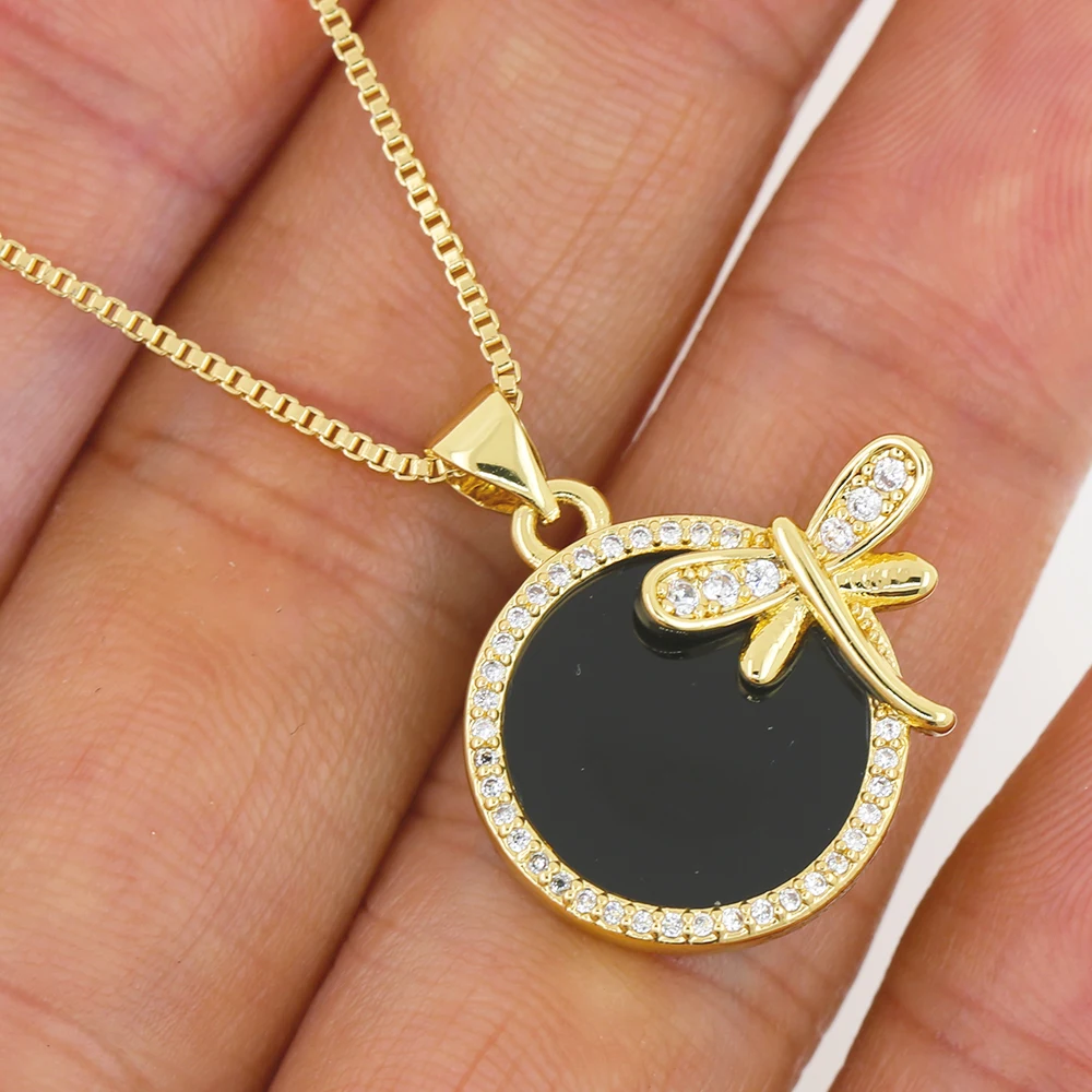 Minimalist Cute Jewelry Necklace Girl's Christmas Gift Gold Plated Charm Necklace Gold Plated and Copper CZ images - 6