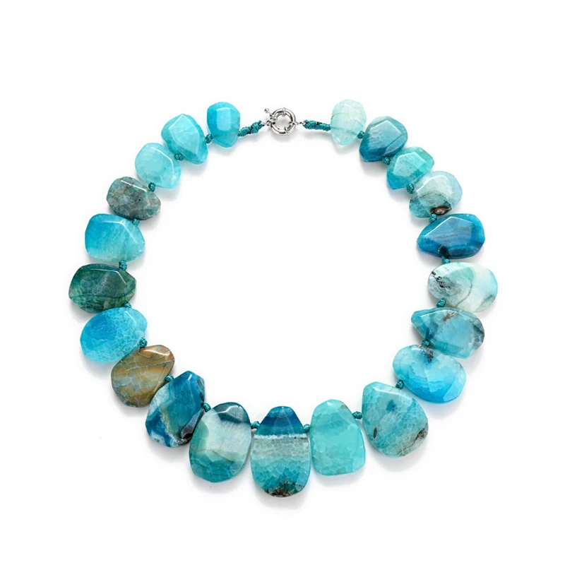 Ожерелье из агата с натуральными гранями яркие женские бусины