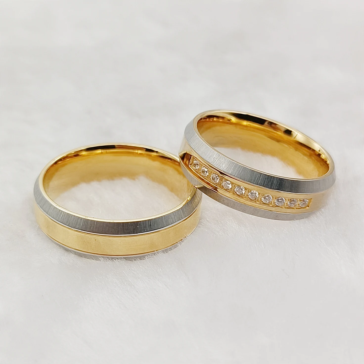 Fine Jewelry Rings Wedding valentines lovers Golden Engagement rings Stainless Steel Costume Jewellery Women