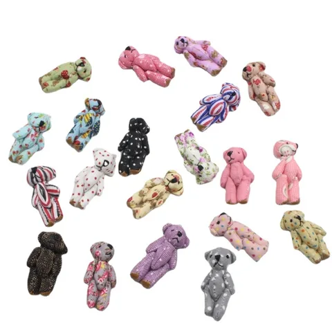 5 шт., мультяшный шарнирный медведь, плюшевые игрушки, 4,5 см, мини-цветочный плюшевый мишка, плюшевый кулон, украшение, креативный брелок, аксессуары, подарок для девочки, подарок для детской вечеринки