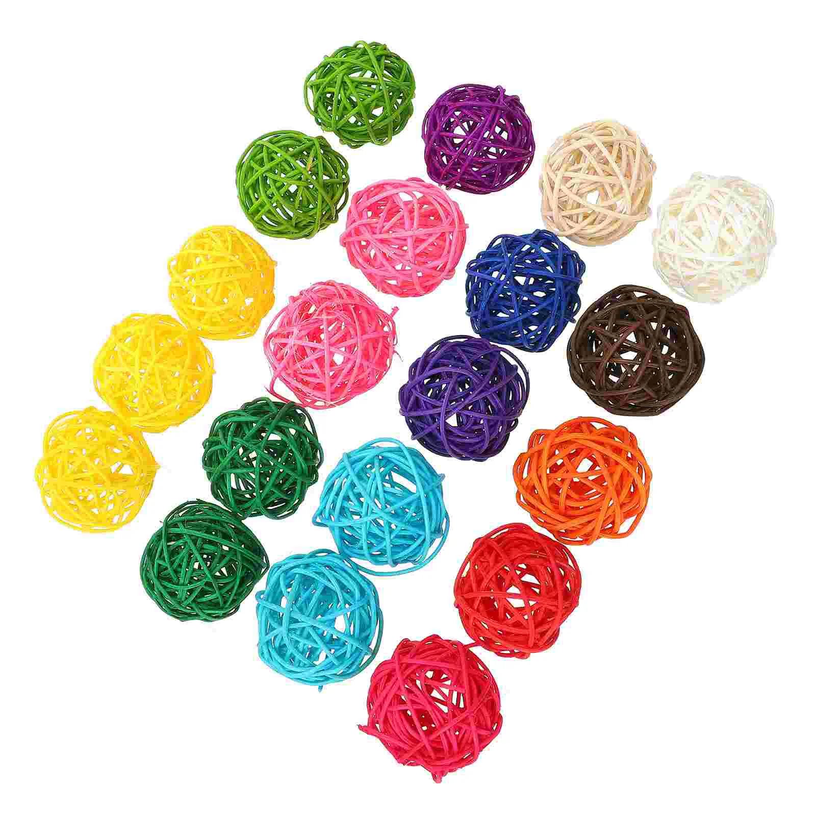 

20pcs Orbs Vase Fillers Parakeet Balls Diy Wicker Balls Crafts Rattan Balls Colorful Wicker Orbs