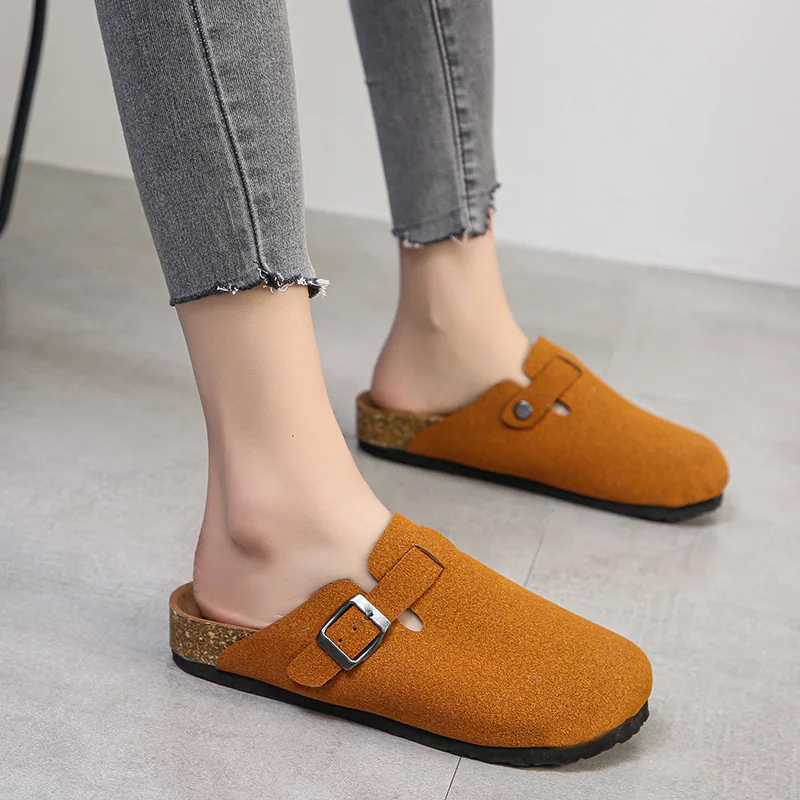 

Shoes Woman's Slippers Big Size Flock Luxury Slides Loafers Cover Toe Low 2022 Designer Flat Rubber Sewing Basic Hoof Heels Fabr