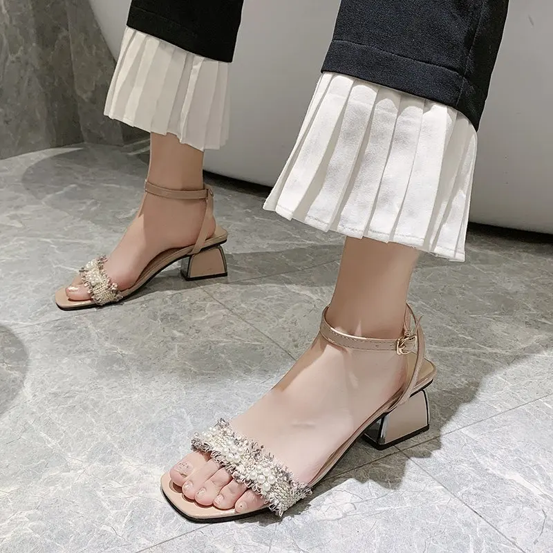 

Женские босоножки на плоской подошве, однотонные сандалии с открытым носком и ремешком с пряжкой, лето 2023