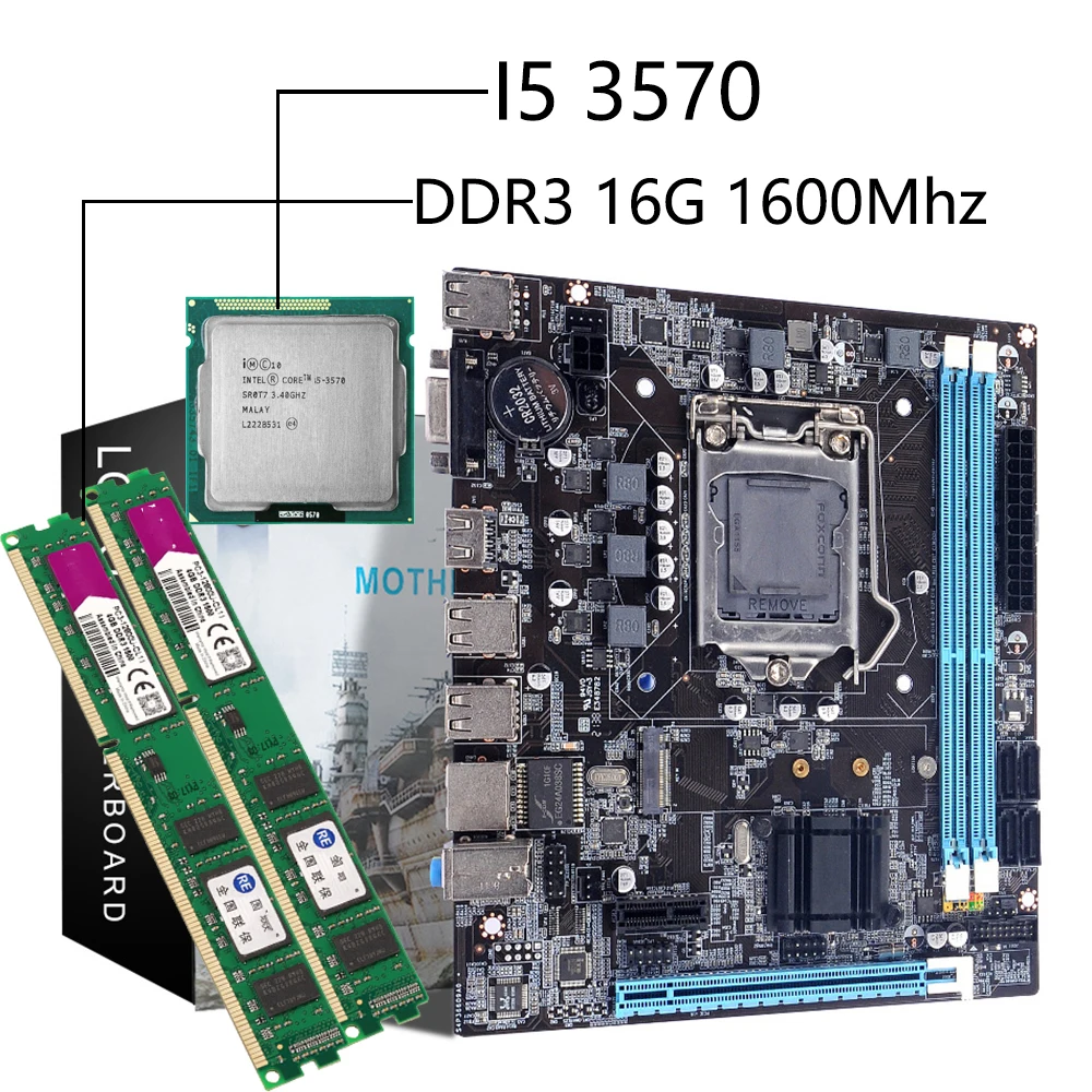 Материнская плата H61 Combo LGA1155 с I5 3570 16 ГБ DDR3 RAM десктопная материнская плата 10/100 Мбит/с LAN Бортовая