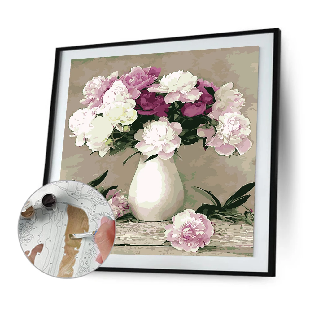 

Room Decoration Frameless DIY Paint DIY Digital Oil Painting By Numbers Vase Flower Picture Home Living Room Decor