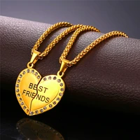 collare heart couple necklaces pendants gold color stainless steel best friends pizza necklace woman men gift p948