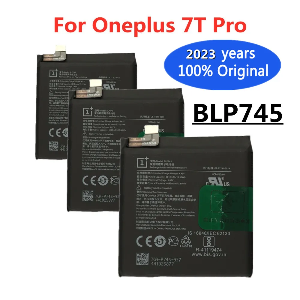 

2023 год, новинка, 100% оригинальный запасной аккумулятор для Oneplus 7T Pro 7tpro BLP745, 4000 мАч, Оригинальные аккумуляторы для телефона